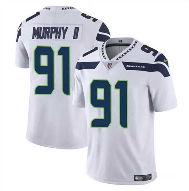 Men & Women & Youth Seattle Seahawks #91 Byron Murphy II White 2024 Draft Vapor Limited Stitched Jersey->seattle seahawks->NFL Jersey